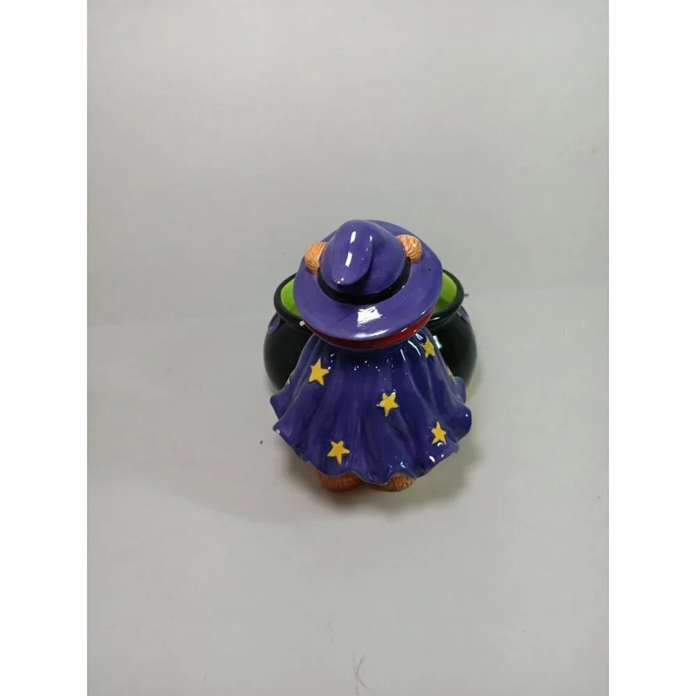 Vintage CKAO Ceramic Witch Bear With Cauldron Halloween Candy Dish